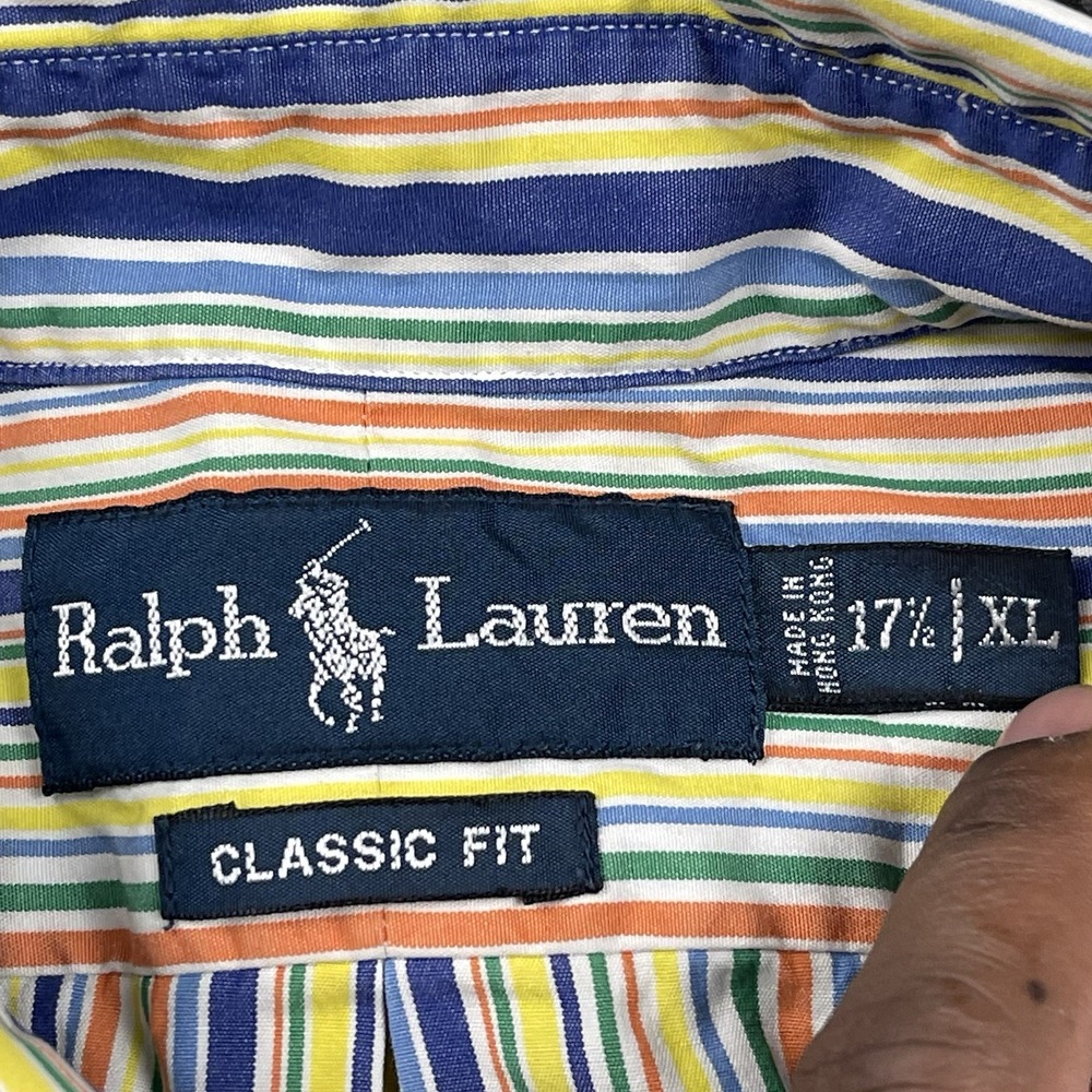 Ralph Lauren Men's XL‎ 17½ Classic Fit Striped Button Down Shirt Multicolor Flaw - Picture 3 of 7